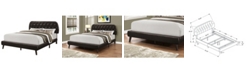 Monarch Specialties Bed - Queen Size Leather- Look with Wood Legs